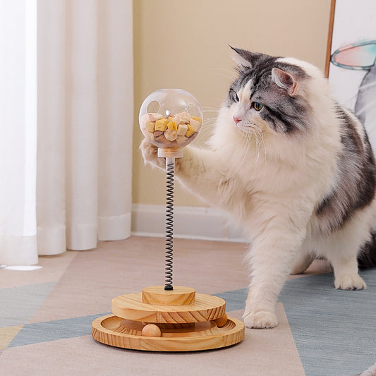 Distributeur de friandises pour chat – Jouet interactif avec herbe à chat | Jouet à ressort et mangeoire lente pour chats et petits chiens