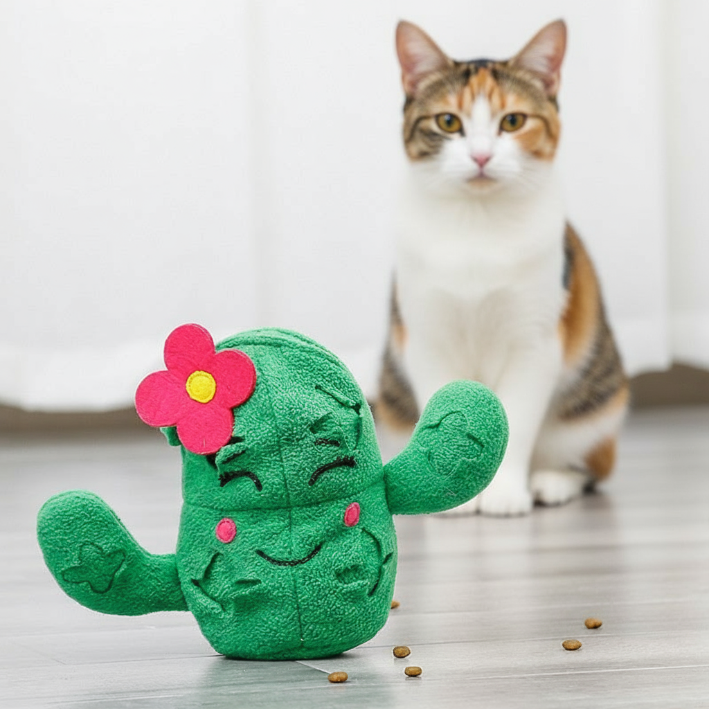 Jouet en peluche pour animaux de compagnie Peluche, 3 En 1, Cactus Avec Balle.