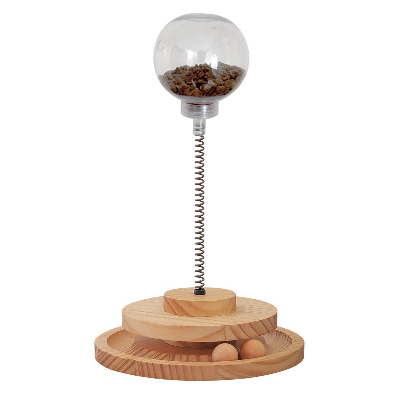 distributeur de friandises pour chat, conception en bois durable plateau tournant