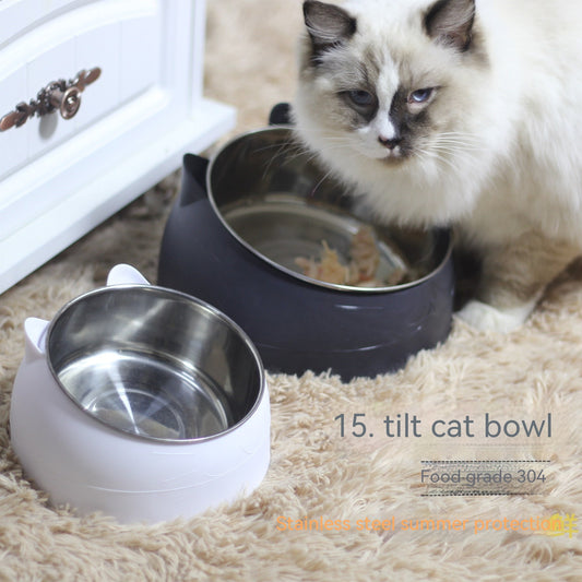 Gamelle Double en Acier Inoxydable pour Chat – Protection Cervicale & Bouche Oblique