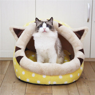 Lit pour chat d’Intérieur – Maison douillette et chaude avec coussin amovible , lavable. Panier pour Chats et Petits Chiens, Matelas pour animaux de compagnie