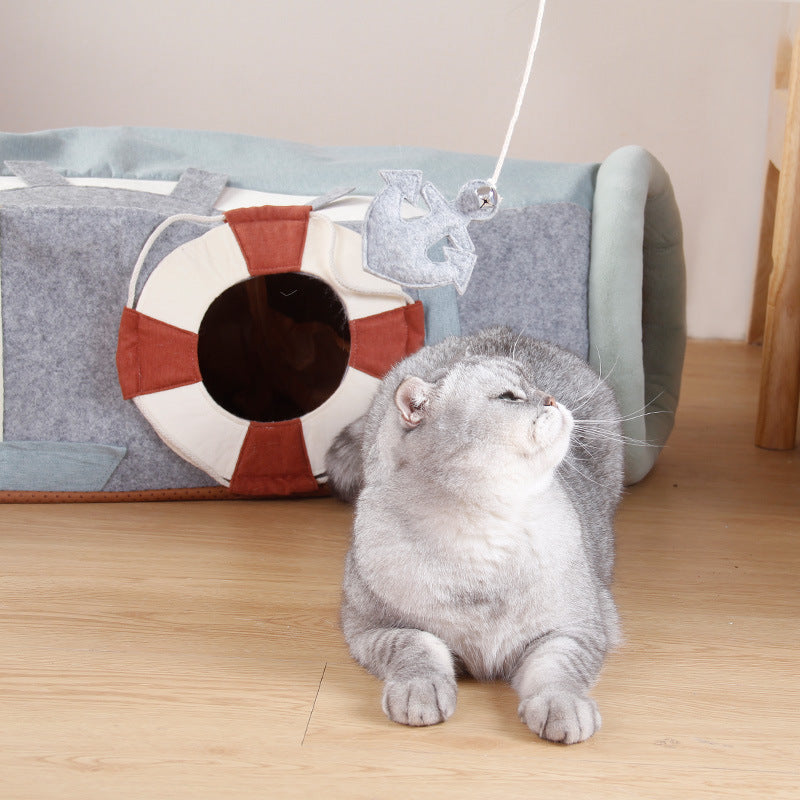 Griffoir Tunnel pour Chat en Carton – Pliable et Semi-Fermé