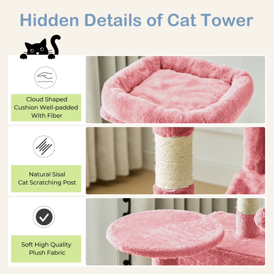 🎁 Arbre à Chat 44'' – LIVRAISON GRATUITE – Tour Multi-Niveaux avec Griffoirs en Sisal