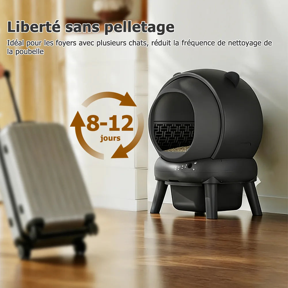 Litière Autonettoyante Connectée — Grande Capacité 65L, Contrôle via App, Triple Anti-Odeur