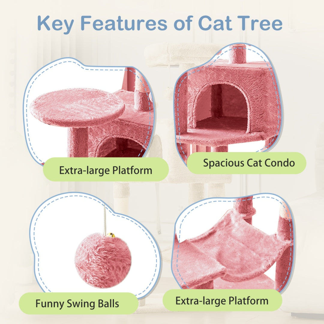 🎁 Arbre à Chat 44'' – LIVRAISON GRATUITE – Tour Multi-Niveaux avec Griffoirs en Sisal