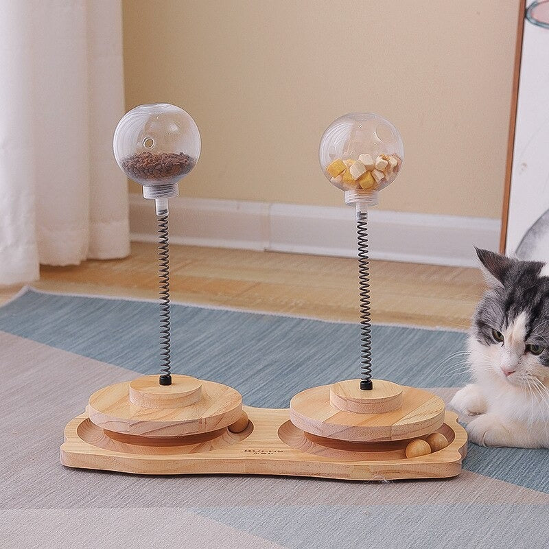 Distributeur de friandises pour chat – Jouet interactif avec herbe à chat | Jouet à ressort et mangeoire lente pour chats et petits chiens