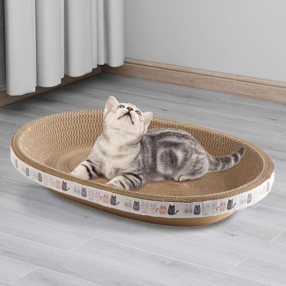 Griffoir pour chat 2-en-1 – Nid et tapis à griffer en carton pour chats et chatons