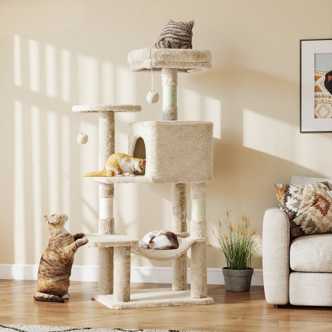 🎁 Arbre à Chat 44'' – LIVRAISON GRATUITE – Tour Multi-Niveaux avec Griffoirs en Sisal