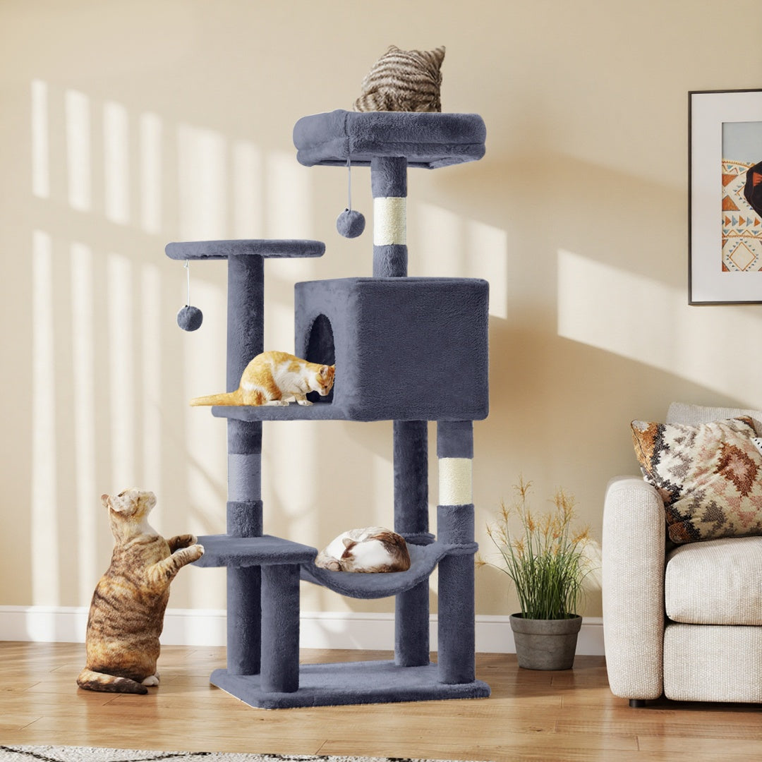 🎁 Arbre à Chat 44'' – LIVRAISON GRATUITE – Tour Multi-Niveaux avec Griffoirs en Sisal