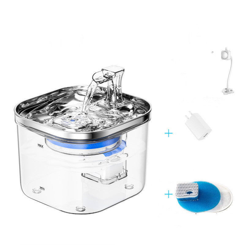 Fontaine à eau intelligente en acier inoxydable pour chats — Distributeur automatique avec circulation continue.