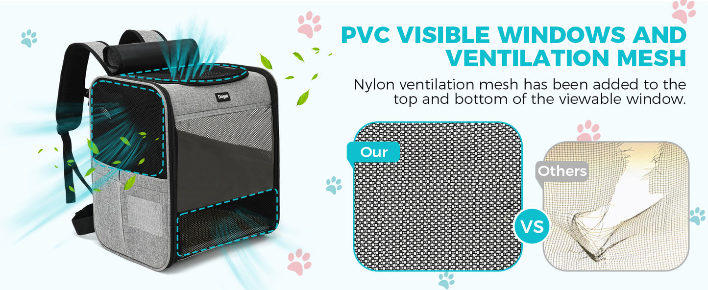 Sac à Dos de Transport Chat & Chien – Respirant, Pliable, jusqu'à 10 kg (34×27×40 cm)