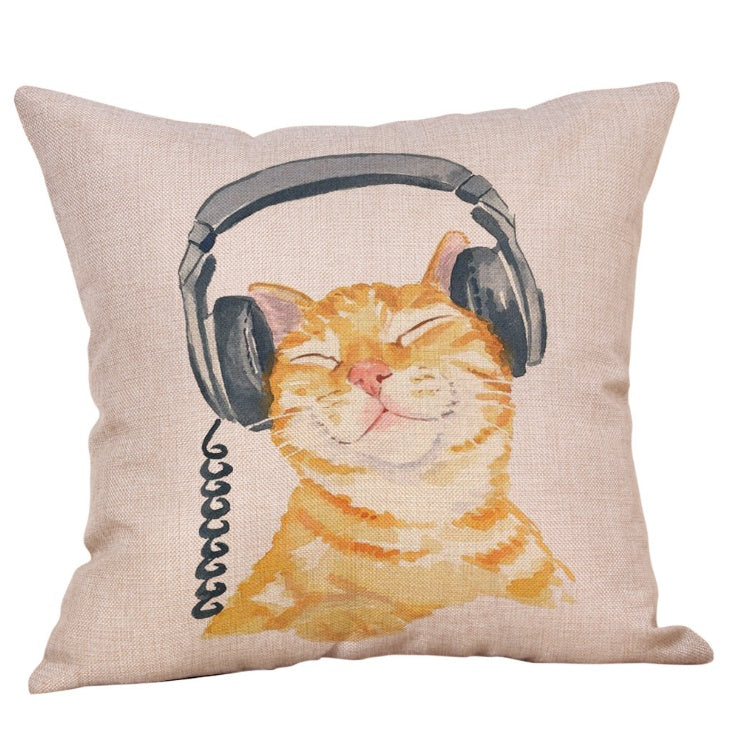 Housses de Coussin Chat Adorables - Lin et Coton 45x45cm
