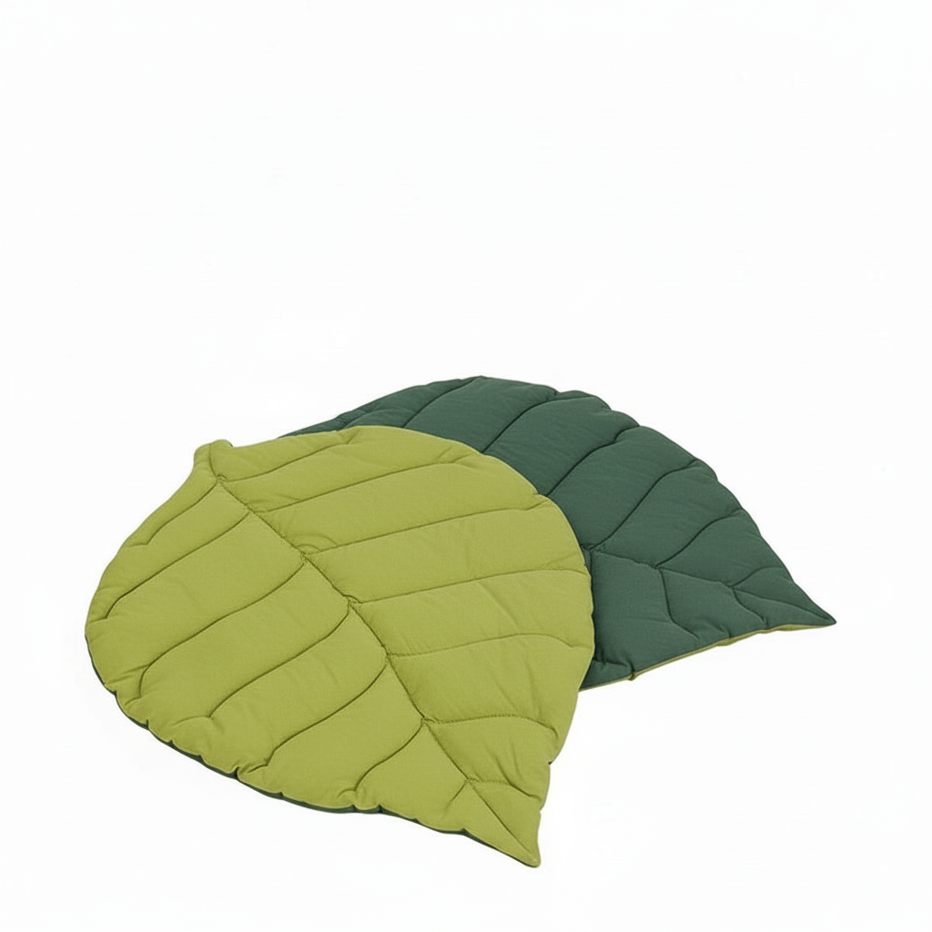 Tapis de lit pour chat en forme de feuille verte, coussin doux et confortable