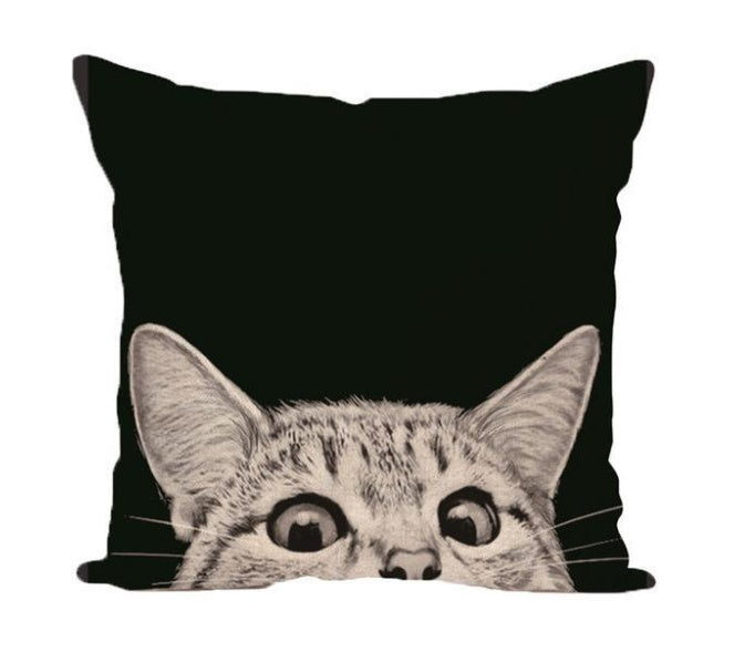 Housses de Coussin Chat Adorables - Lin et Coton 45x45cm