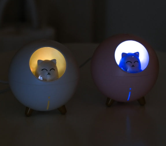 Humidificateur Veilleuse Chat Planète USB - Brumisateur Silencieux