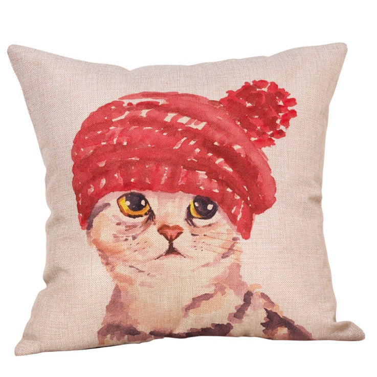 Housses de Coussin Chat Adorables - Lin et Coton 45x45cm