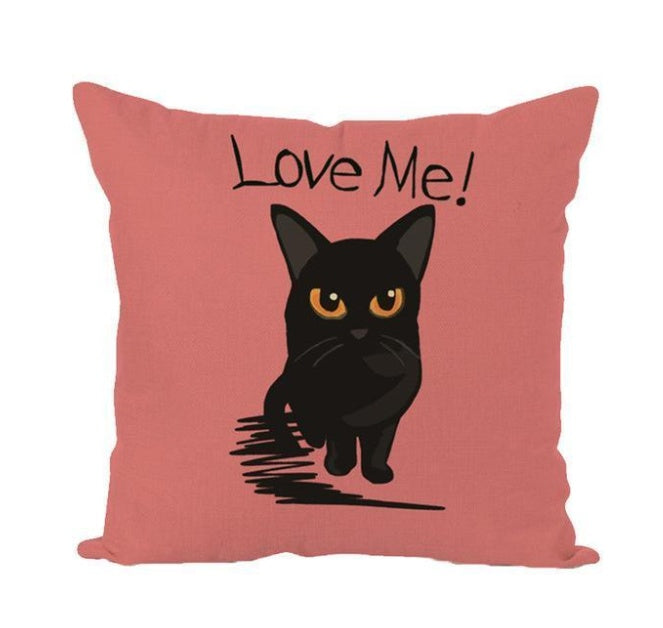 Housses de Coussin Chat Adorables - Lin et Coton 45x45cm