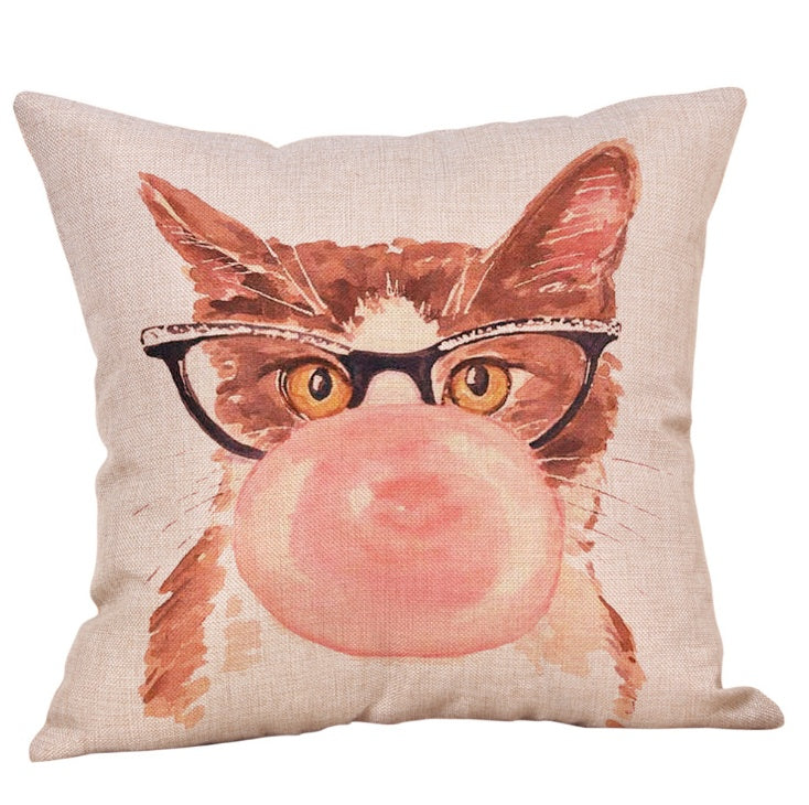 Housses de Coussin Chat Adorables - Lin et Coton 45x45cm