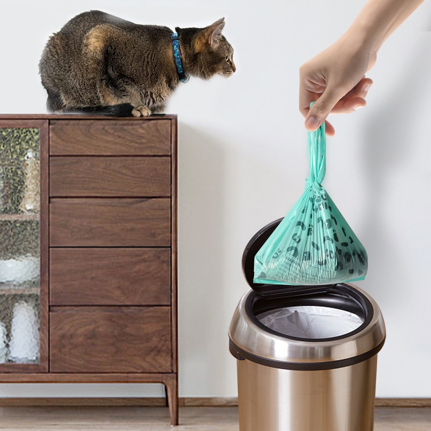 Sac Poubelle Désodorisant pour Litière Chat avec Pelle