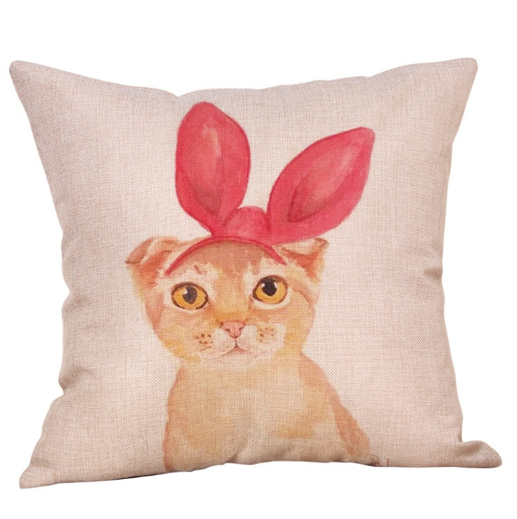Housses de Coussin Chat Adorables - Lin et Coton 45x45cm