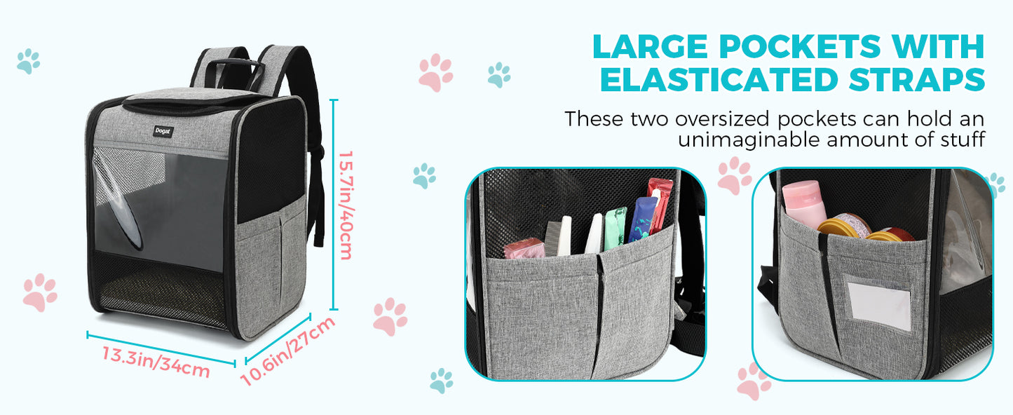 Sac à Dos de Transport Chat & Chien – Respirant, Pliable, jusqu'à 10 kg (34×27×40 cm)
