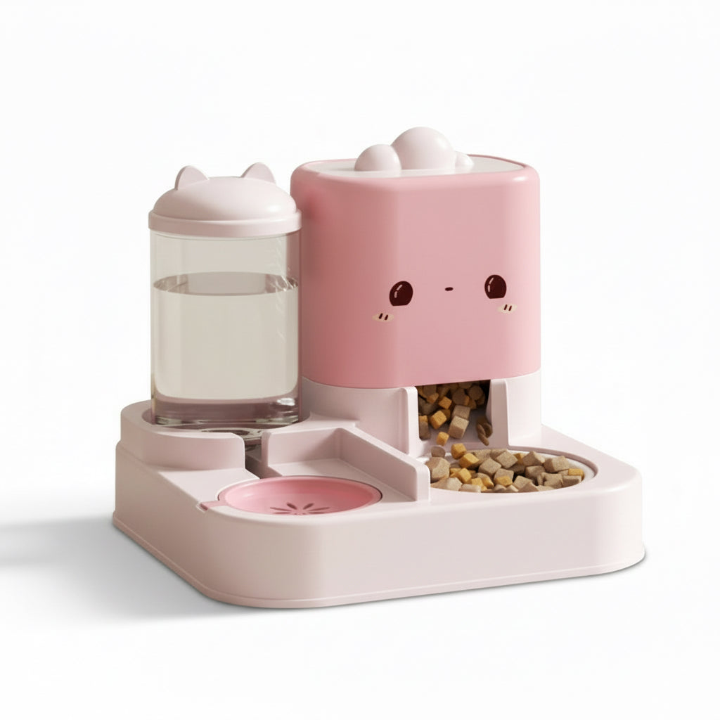 Gamelle double pour chat design nuage blanc avec oreilles de chat, bol surélevé anti-vomissement