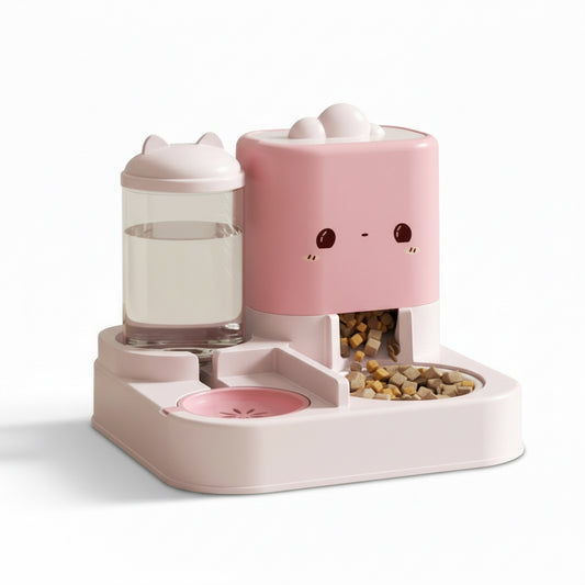 Gamelle double pour chat design nuage blanc avec oreilles de chat, bol surélevé anti-vomissement