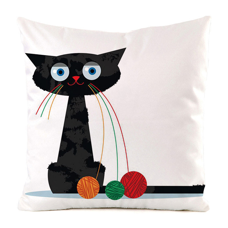 Housse de Coussin Chat Noir - Décoration Sofa en Soie
