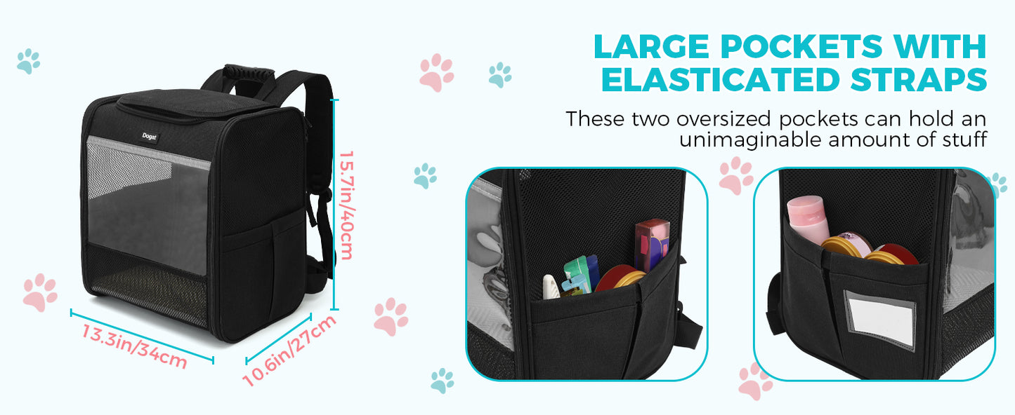 Sac à Dos de Transport Chat & Chien – Respirant, Pliable, jusqu'à 10 kg (34×27×40 cm)