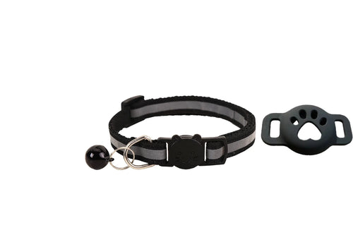 Collier noir pour chat, sangle réglable avec clochette et support patte