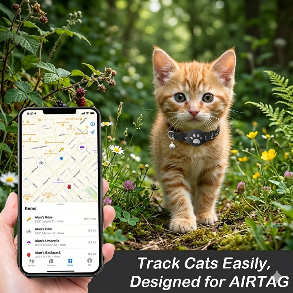 Collier Porte-AirTag Chat – Logement AirTag Sécurisé, Réfléchissant, Ajustable