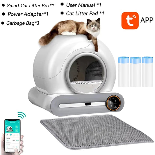 Litière Autonettoyante Connectée pour Chat – 65L, WiFi & Application Mobile