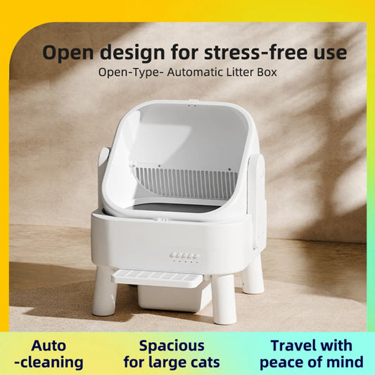 Litière Automatique Autonettoyante SINGWEDA — Contrôle via App, Design Open-Top, Multi-Chats