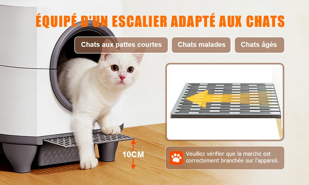 Smart Self-Cleaning Semi-Enclosed Litter Box – App Control, 80L, Odor Control