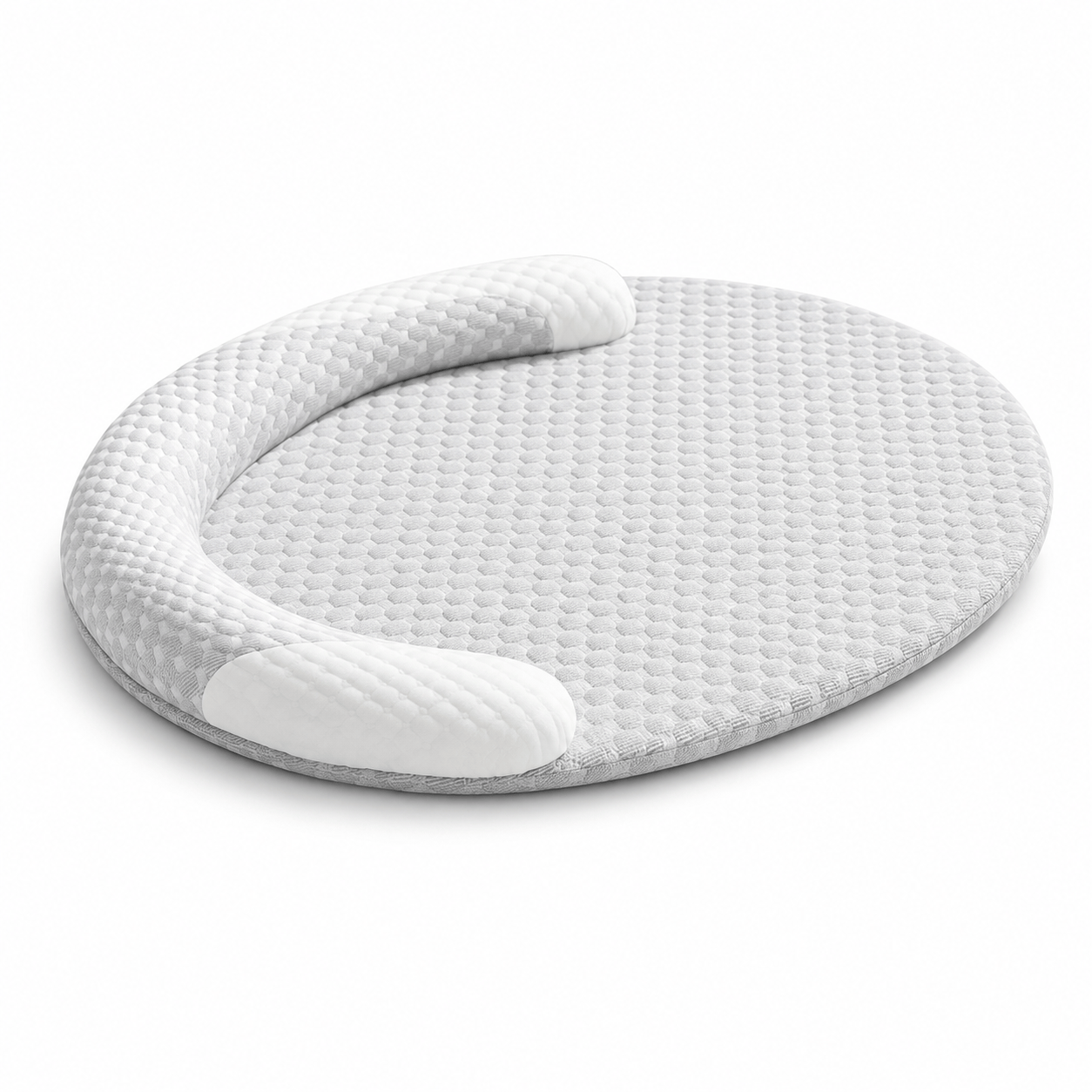 Coussin cervical pour animaux, en mousse à mémoire, forme ovale avec bords en U texturé