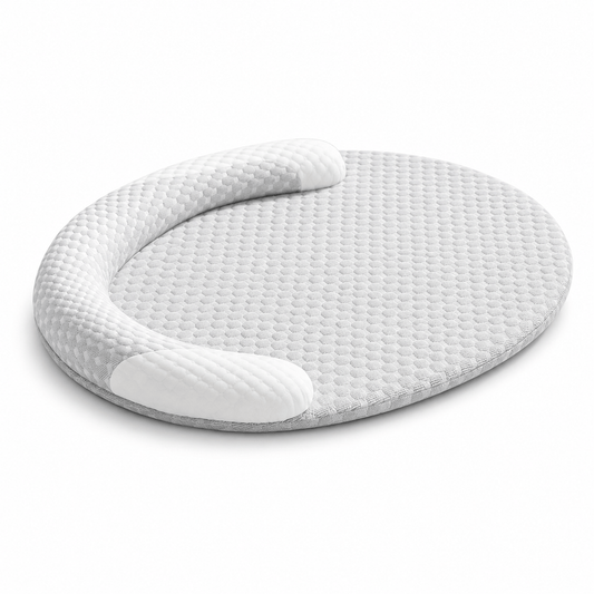 Coussin cervical pour animaux, en mousse à mémoire, forme ovale avec bords en U texturé