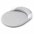 Coussin ovale gris clair pour animaux, rebord arrondi avec deux coussinets