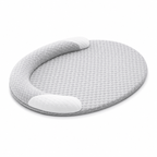 Coussin ovale gris clair pour animaux, dessus côtelé texture nid d’abeille