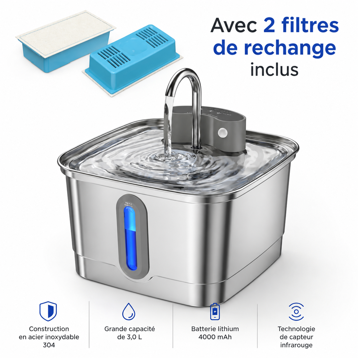 3L Wireless Cat Water Fountain + 2 Filters
