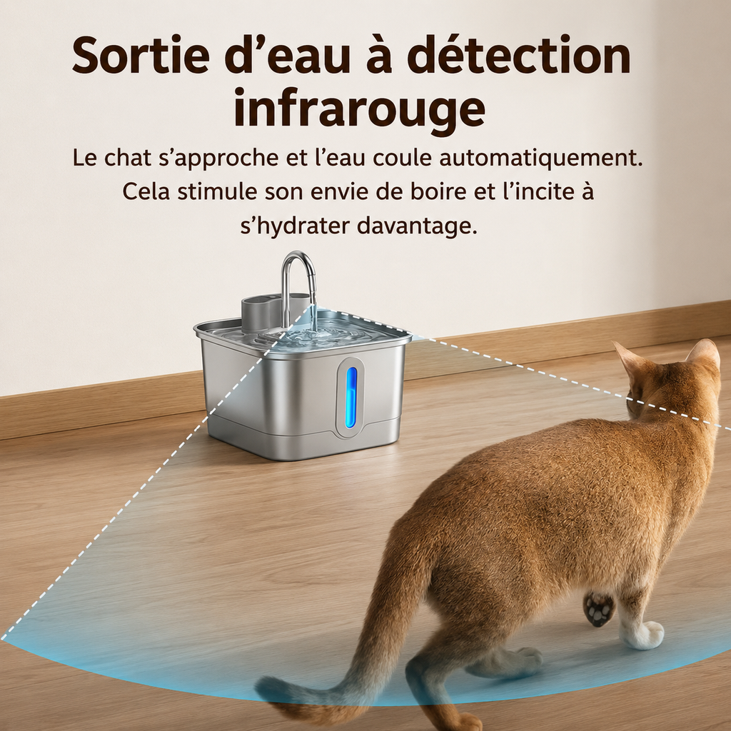 Fontaine à eau sans fil pour chat 3 L + 2 filtres