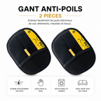 Gants anti-poils électrostatique noirs, lot de 2, bandes jaunes.
