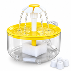 Fontaine à eau filtrante pour chat jaune avec pompe et accessoires blancs