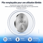 Pile CR2032 3V remplaçable pour tracker GPS