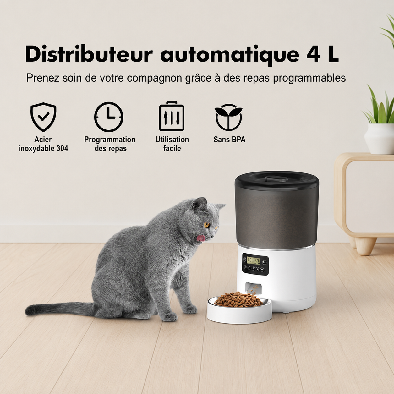 Distributeur automatique de croquettes 4L