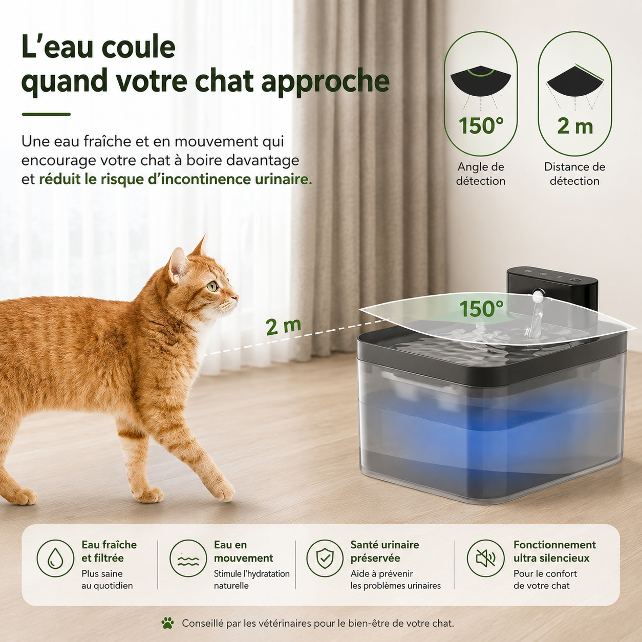 Fontaine à eau chat sans fil