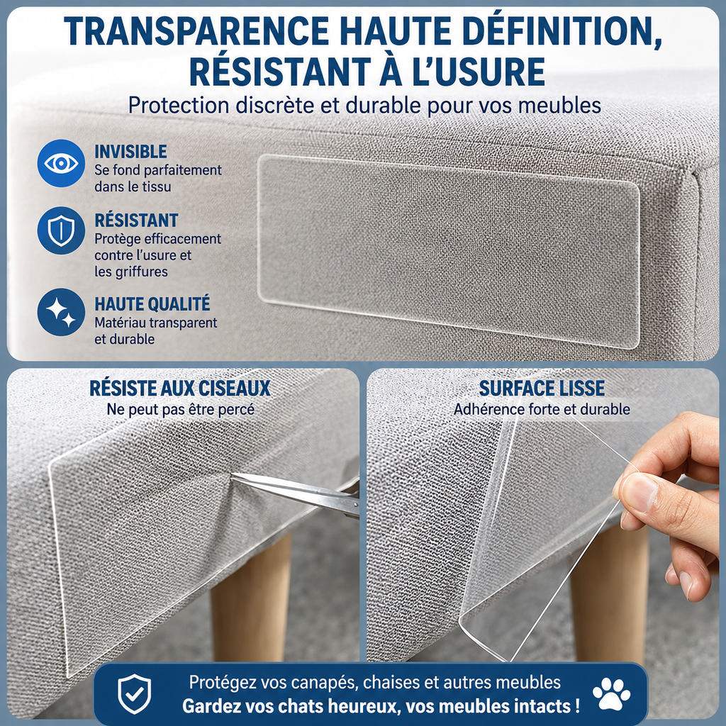 Cat Scratch Furniture Protector Tape - Self-Adhesive Transparent PVC