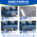 Ruban protège-meubles anti-griffes PVC transparent autocollant, protection sur canapé