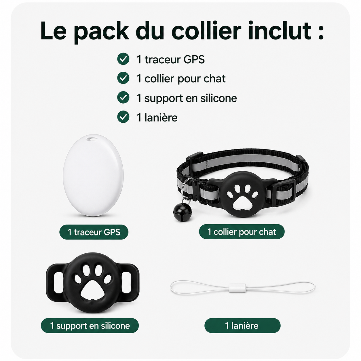 Collier Porte-AirTag Chat – Logement AirTag Sécurisé, Réfléchissant, Ajustable
