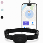 Collier traceur pour chat noir : boîtier compact motif patte, sangle réglable