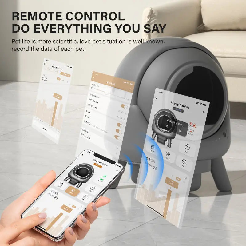 Litière Automatique Connectée – Roller Gris 65L | Contrôle via App